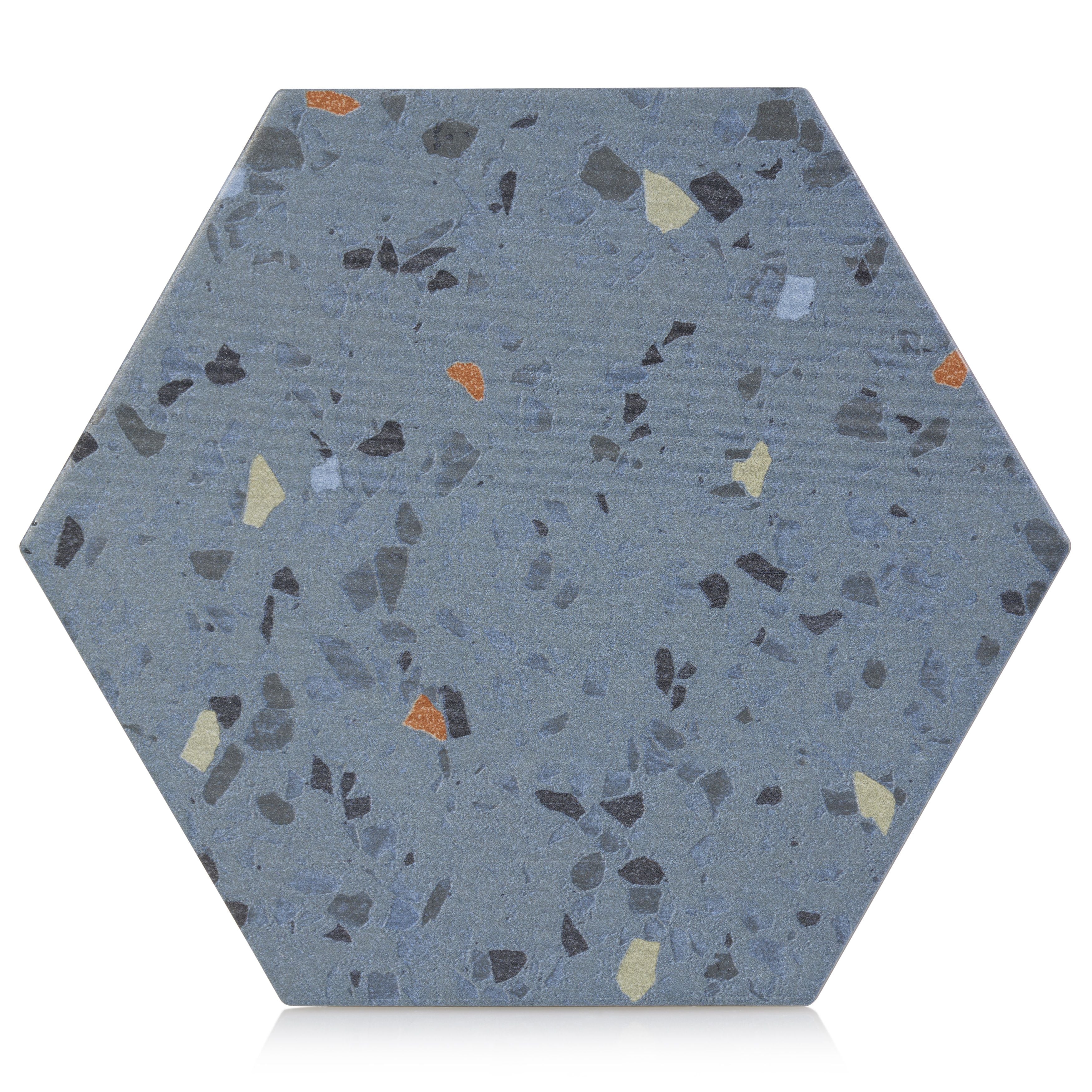 8x10 Hexagon Spark Blue porcelain tile - Industry Tile